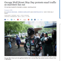 Occupy Wall Street May Day protests snarl traffic as marchers fan out